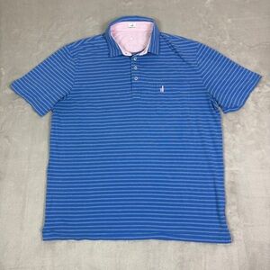 Johnnie-O Polo Shirt Men XL Blue Short Sleeve Hanging T-Shirt Stretch Preppy